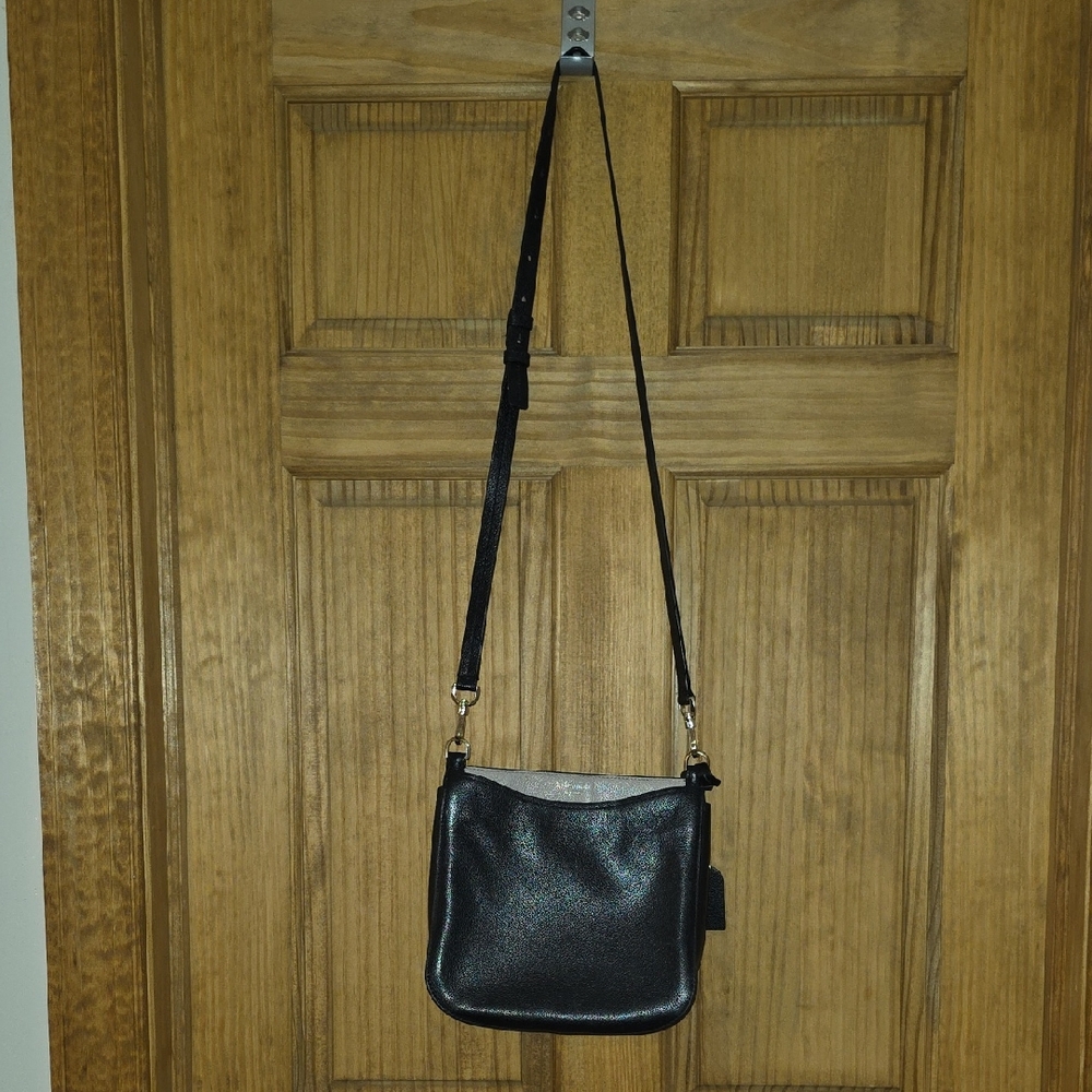 Kate Spade Sleek Black Leather Crossbody Bag with Adjustable Strap